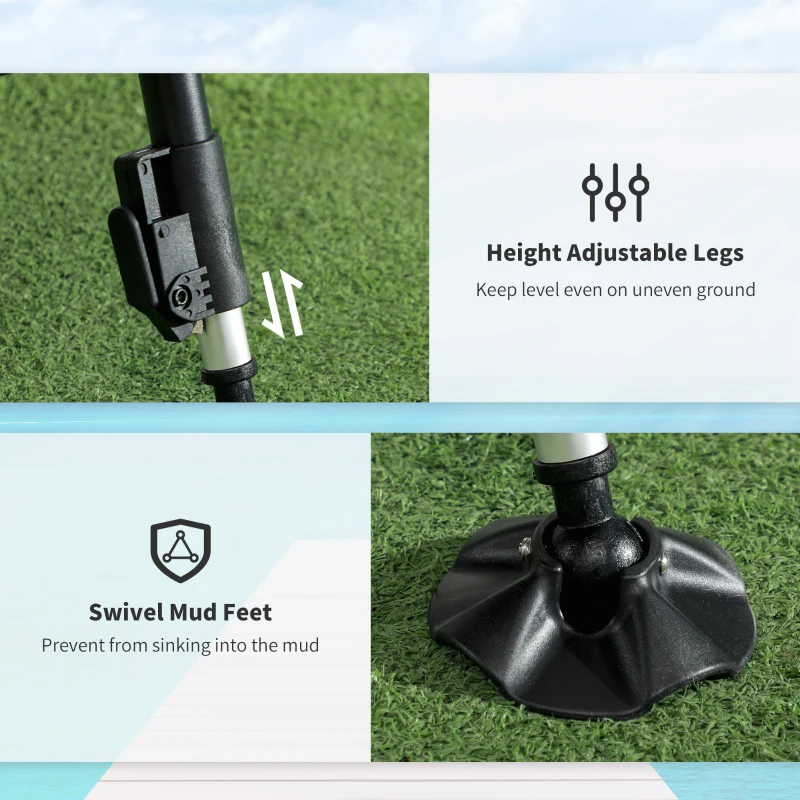 Outsunny Folding Fishing Chair, 330 lb Heavy Duty Camping Chair with Reclining Backrest, Footrest, Adjustable Legs, Dark Green