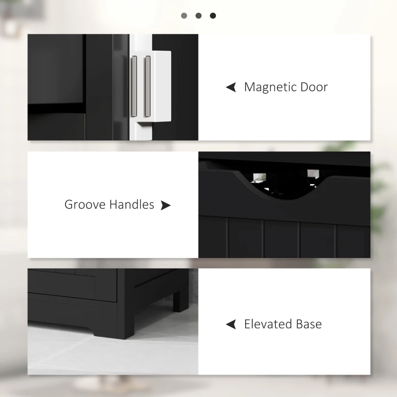 kleankin Bathroom Storage Cabinet, Floor Cabinet with Adjustable Shelf and 4 Drawers, Side Cabinet for Washroom, Black