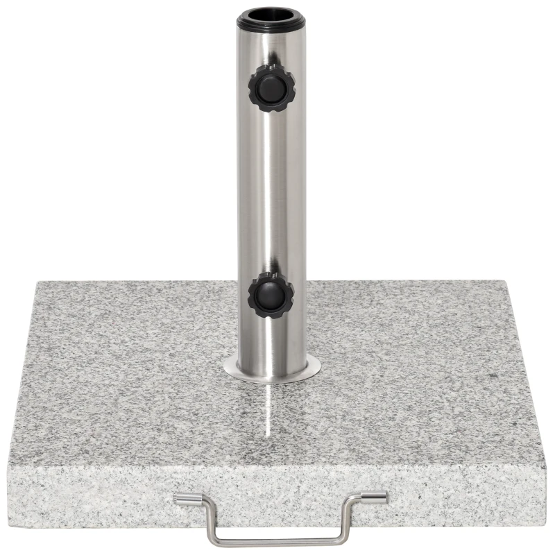 Outsunny 55 lbs Marble Square Umbrella Stand 16.5" Market Heavy Holder Base w/ Wheels, Grey