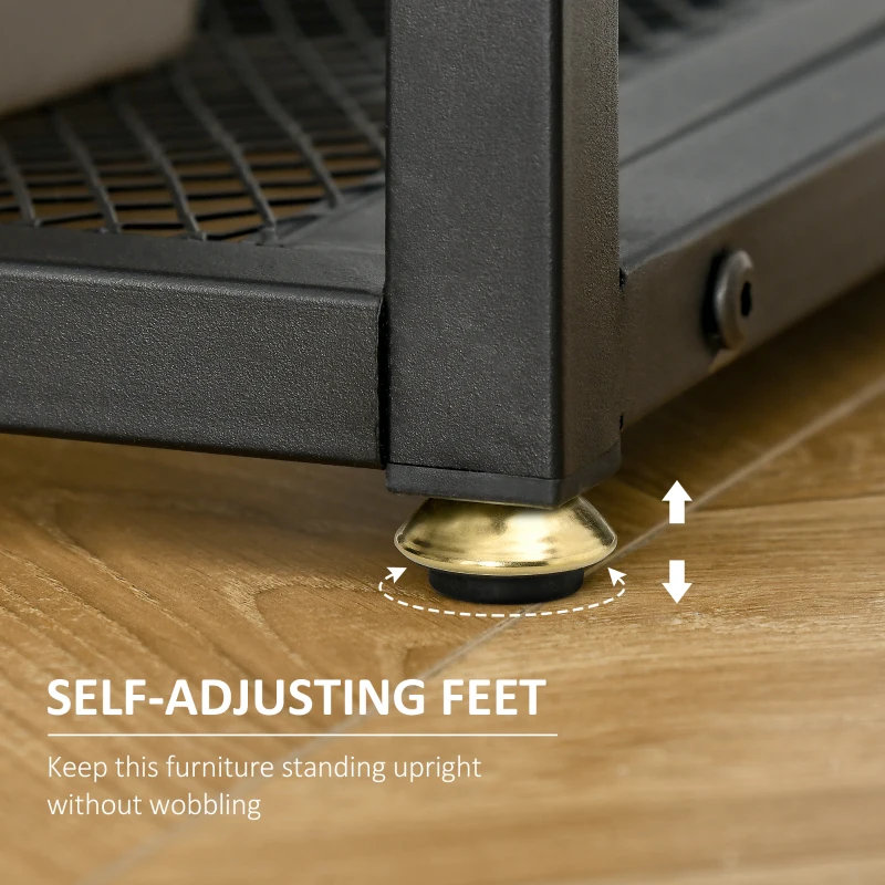 HOMCOM Industrial Narrow Console Table, Sofa Table, Entryway Table with Storage Shelf, Tempered Glass Top and Steel Frame for Living Room