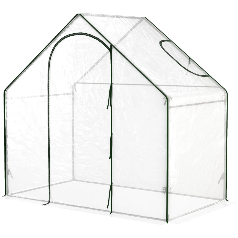 Outsunny 6'x3.3'x5.5' Walk-in Garden Greenhouse with Door and Window, Portable Mini Greenhouse for Plants Flowers Herbs, Steel Outdoor Hot House Growing Tent, Clear Plastic Cover
