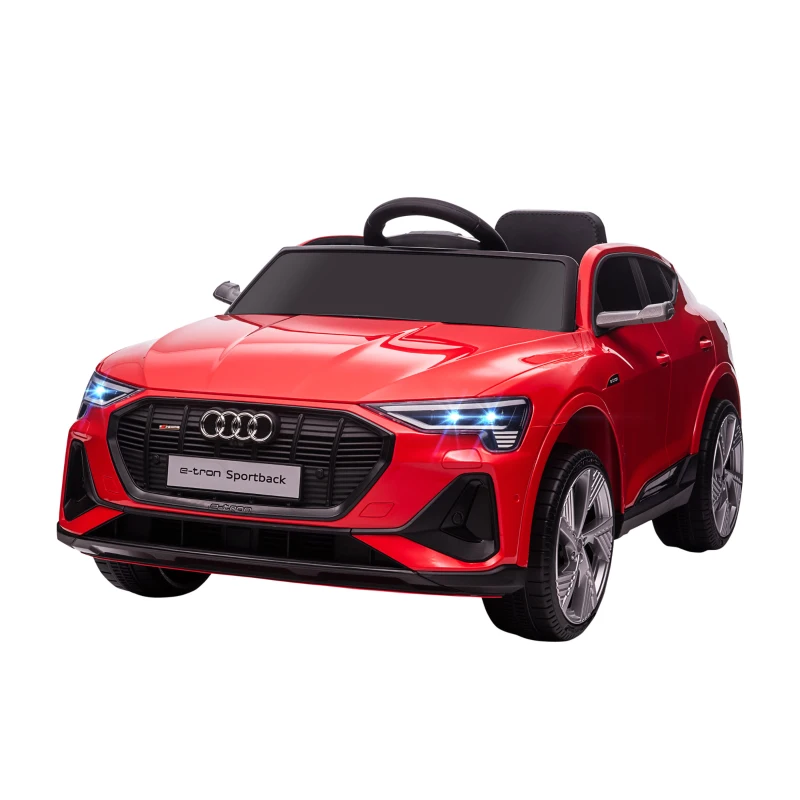 Aosom 12V Kids Electric Ride On Car, Audi E-tron, Battery Powered Toy with Parent Remote Control, Suspension System, Auxiliary Wheels, LED Lights, Music and Horn,  MP3 Player, Red