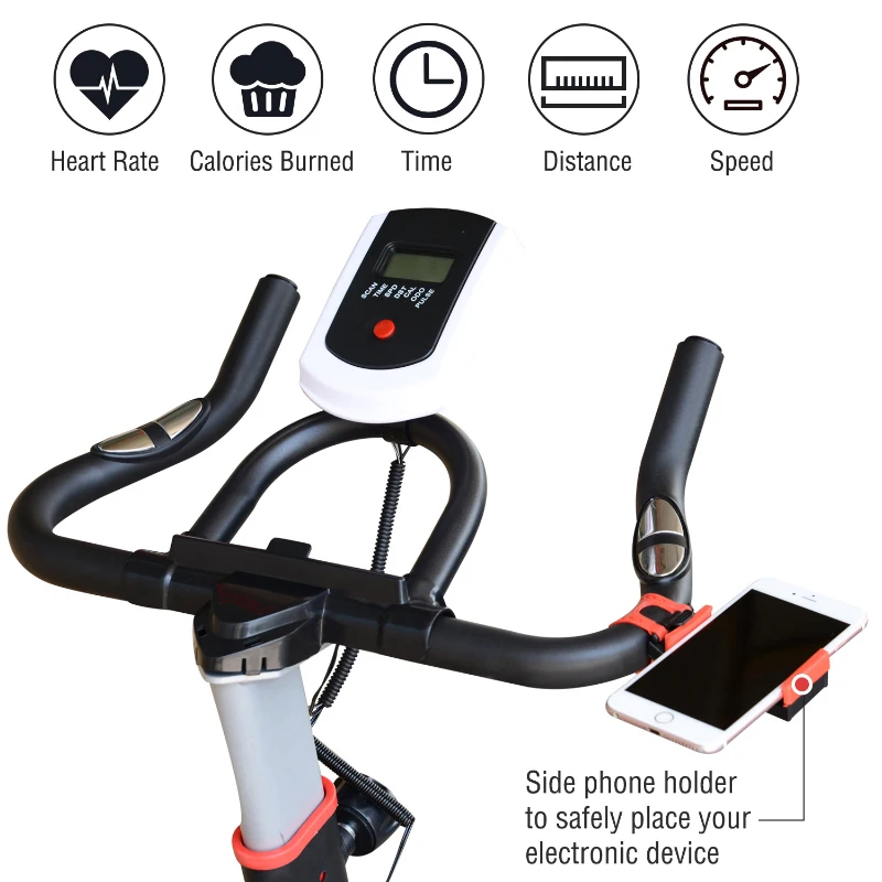 Soozier Upright Stationary Exercise Bike Indoor Fitness Cycling Bicycle Cardio Workout  Training Bike w/ Adjustable Resistance LCD Monitor Phone Holder Black