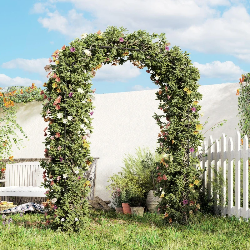 Outsunny 8FT Metal Garden Arch Trellis for Climbing Plants, Ceremony, Wedding Decoration, Black