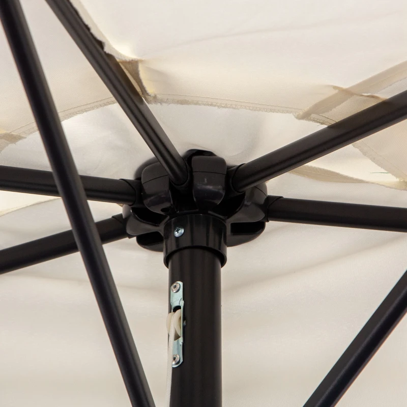 Outsunny 9.8ft Half Umbrella Semi Round Patio Parasol with Crank Handle, Top Vent for Garden, Balcony- NO BASE INCLUDED, Cream