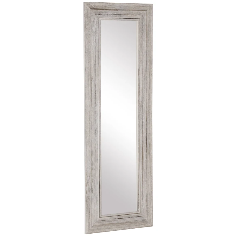 HOMCOM Rustic Wall Hanging and Leaning Floor Full Length Mirror, Gray