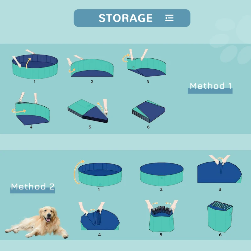 PawHut Foldable Pet Swimming Pool, Portable Dog Bathing Tub, 12" x 63" Plastic Large Dog Pool for Outdoor Dogs and Cats, Green