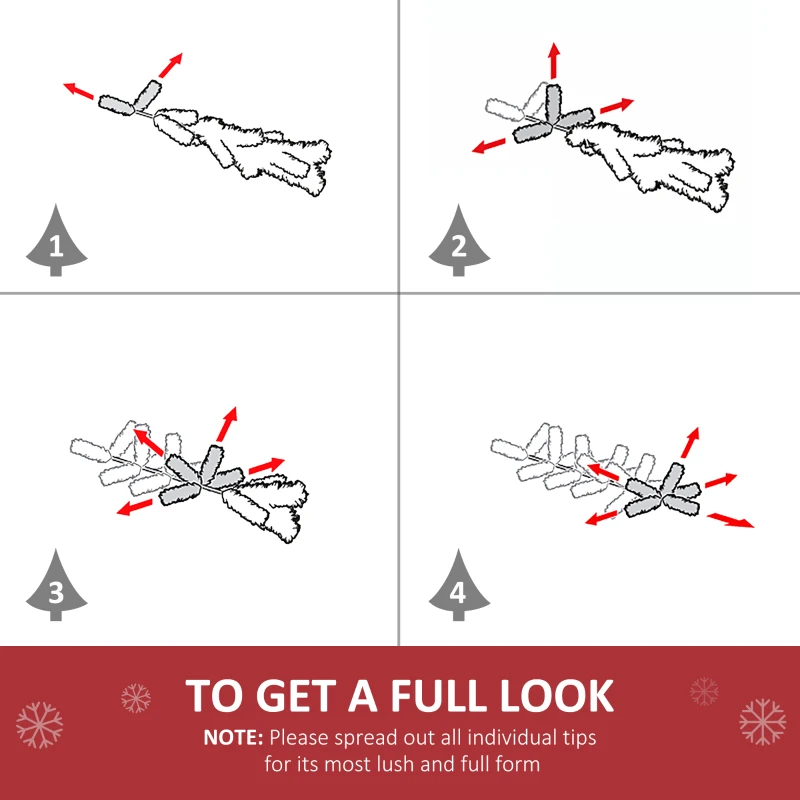 HOMCOM 6 FT Tall PreLit Artificial Christmas Tree with Realistic Branches, 250 Warm White LED Lights and 1000 Tips, White