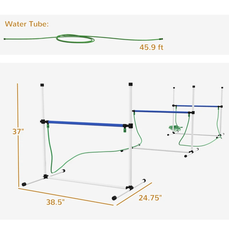 PawHut 4pc Dog Agility Training Equipment Set with Spray Water Tube, White