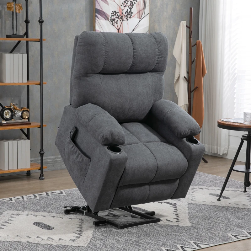 HOMCOM Electric Power Lift Chair Recliners for elderly, Oversized Recliner Chair with Remote Control, Dark Gray