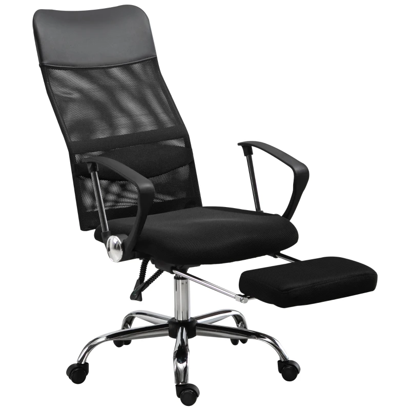 Vinsetto Office Chair High Back Mesh Executive Computer Desk Napping Seat, Height Adjustable, Swivel with Footrest and Lumbar Support