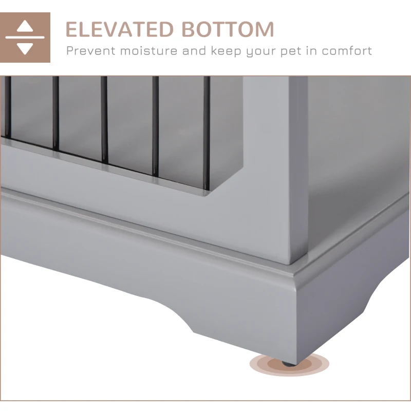 PawHut Dog Crate Furniture Decorative Cage Kennel with Strong Construction Materials & a Classic Americana Style, Grey