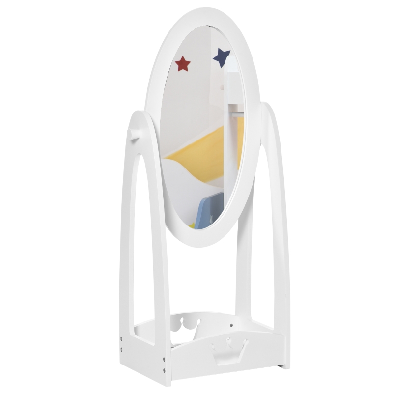 HOMCOM Full Length Mirror for Children, Adjustable to be Viewed From Multiple Angles Dress-up and Make-up, White