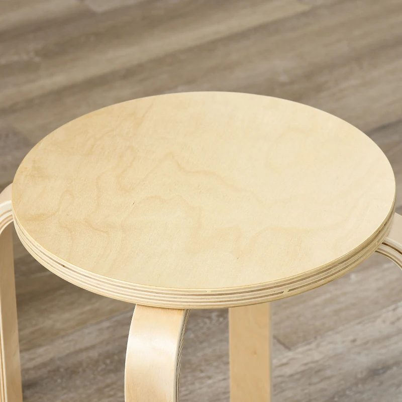 HOMCOM Round Stackable Chairs Set of 4, 18-Inch Backless Stacking Stools for Kitchen, Dining Room, Office, Outdoors