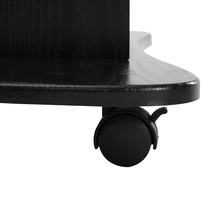 HOMCOM Mobile Laptop Cart, Sit-to-Stand Computer Desk with Drawer, Height Adjustable Rolling Podium Desk Stand with Swivel Top & Storage, Black