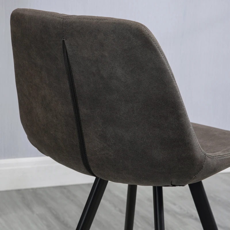 HOMCOM Set of 2 Microfiber Cloth Bar Stools, Multi-functional Kitchen Stools, Bar Chair with Metal Leg Padded Cushion Seat for Dining, Charcoal Grey