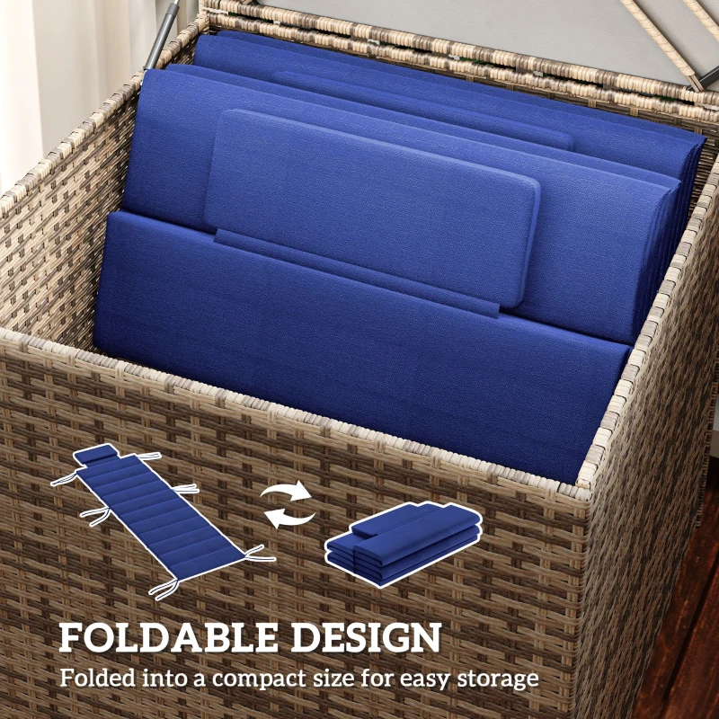 Outsunny Foldable Chaise Lounge Cushion Set of 2, Outdoor Lounge Chair Cushion Set, UPF50+ 230gsm Olefin, 80" x 26" Dark Blue