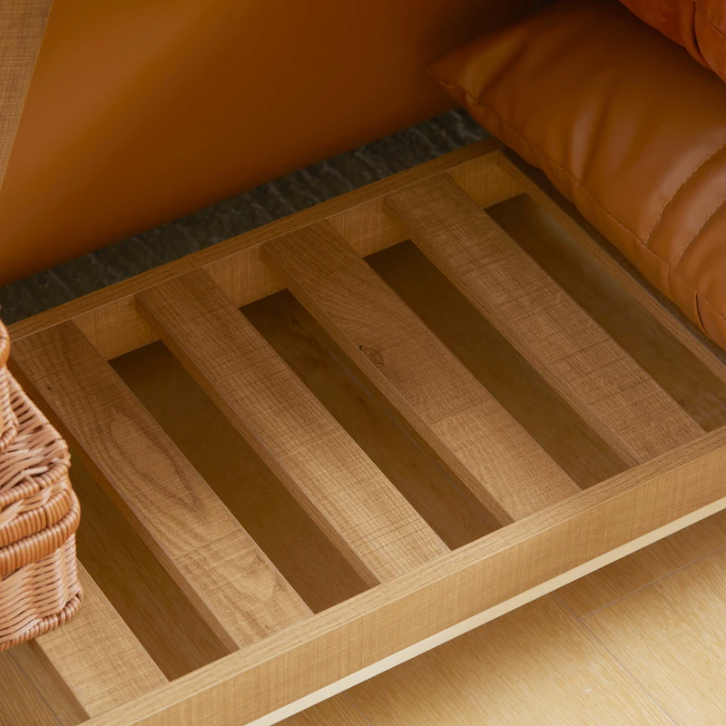 HOMCOM Console Table, Farmhouse Entryway Table with Storage Slatted Shelf, Rustic Sofa Table with Anti-Tipper for Living Room, Hallway, Brown