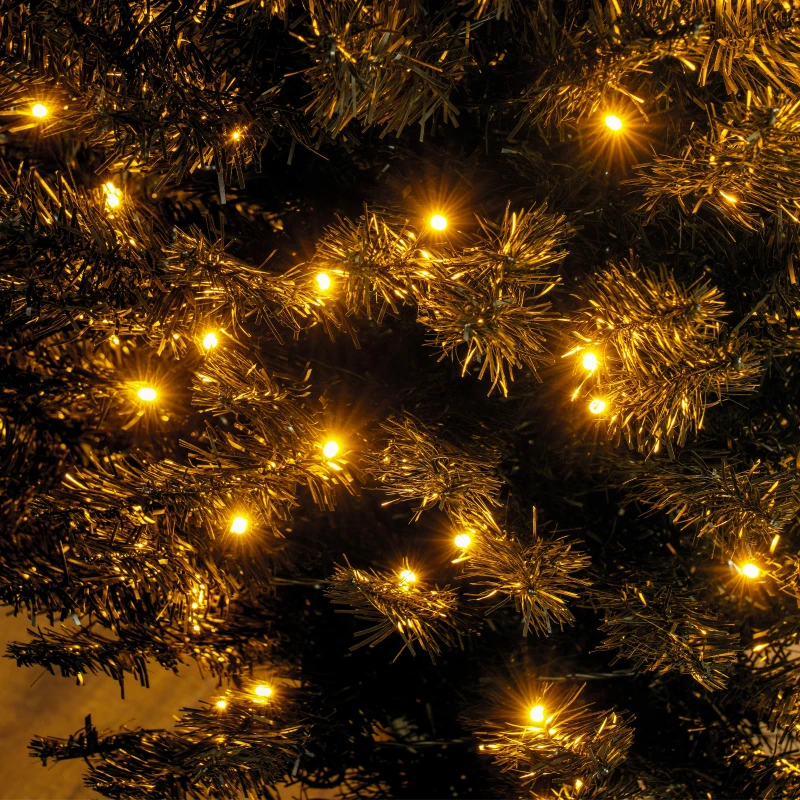 HOMCOM 7ft Pencil Christmas Tree, Slim Artificial Christmas Tree with Realistic Branches and Warm White LED Lights, Black