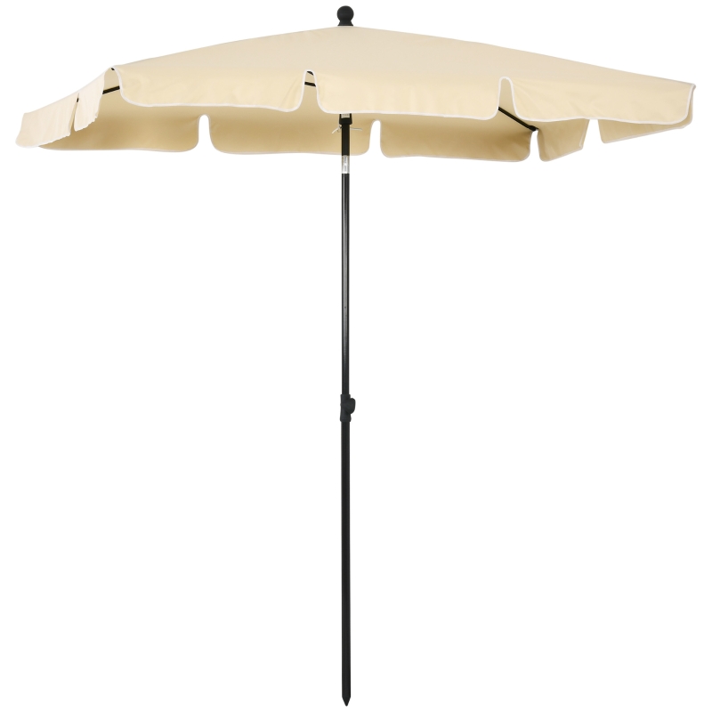 Outsunny 6.5x4ft Rectangle Patio Umbrella Aluminum Tilt Adjustable Garden Parasol Sun Shade Outdoor Canopy Beige