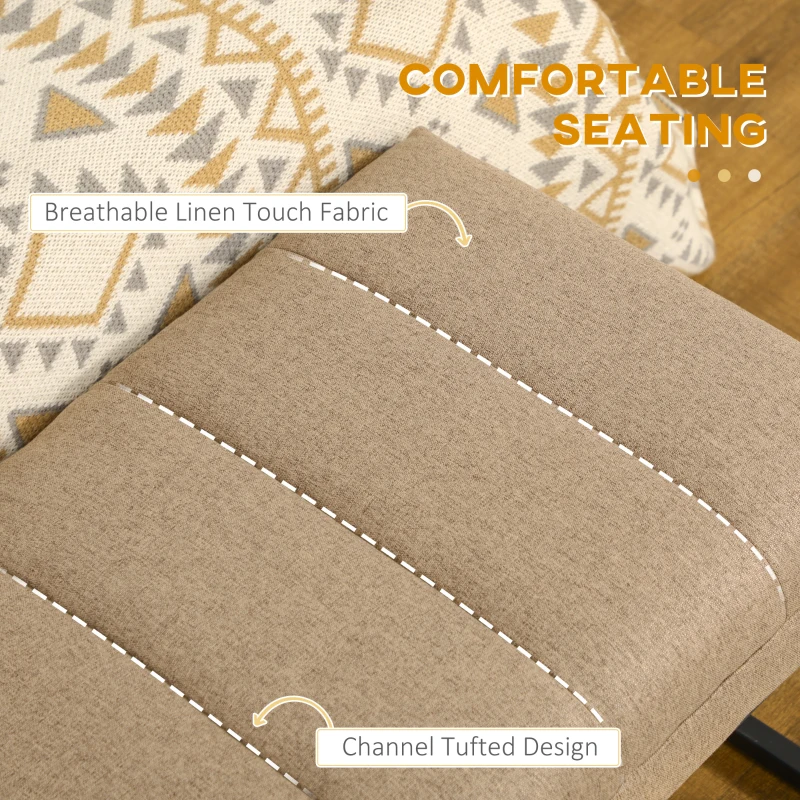 HOMCOM Upholstered Bedroom Bench, End of Bed Bench, Ottoman with Steel Legs, 47.25" x 13.5" x 15.75", Brown