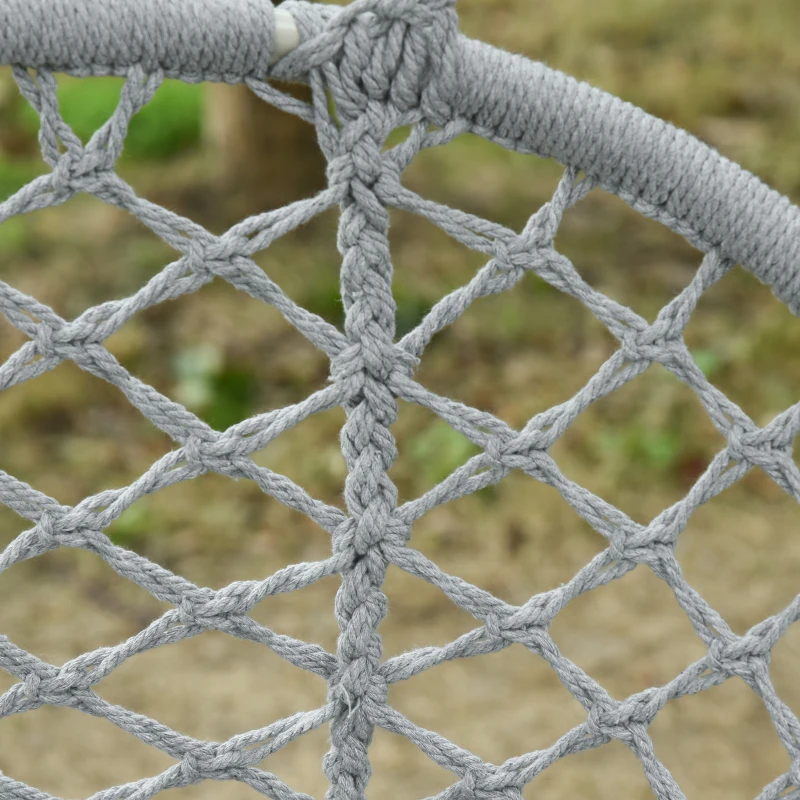 Outsunny 2-Person Hammock Chair Macrame Swing with Soft Cushion, Hanging Cotton Rope Chair for Indoor Outdoor Home Patio Backyard, Light Gray