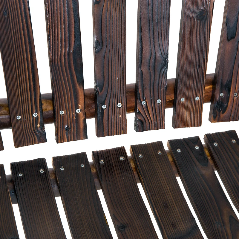 Outsunny Wooden Adirondack Rocking Chair, Outdoor Rustic Double Rocking Chair with Slatted Design for 2 Persons, Suit for Garden, Balcony, Porch, Carbonized