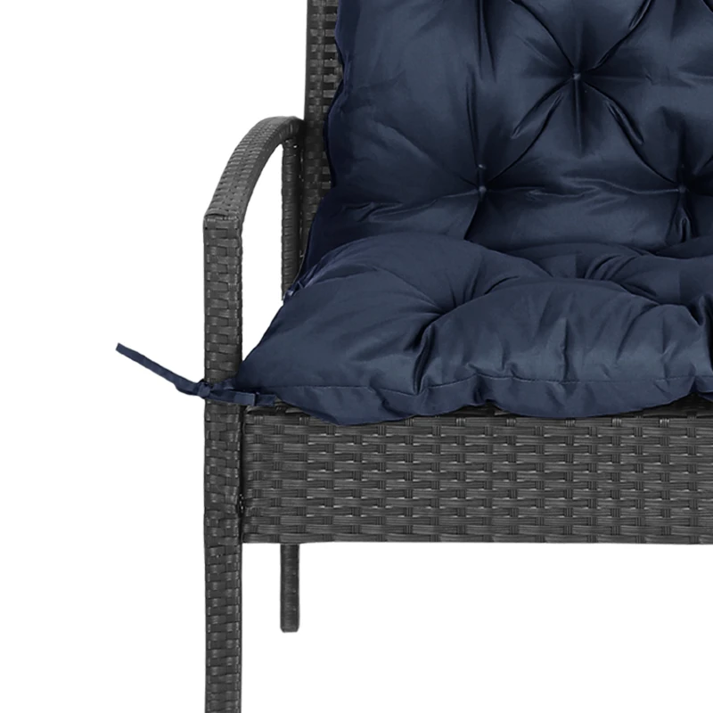 Outsunny Porch Swing Cushion Garden Bench Cushion with Backrest, Non-Slip 2-seater Soft Pad, Swing Chair Mat Replacement for Indoor and Outdoor, 39.4" x 38.6", Dark Blue