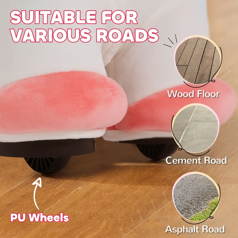 Qaba 6V Ride on Unicorn, Battery Powered Kids Riding Pony with Music Forward, Aged 18-36 Months, White