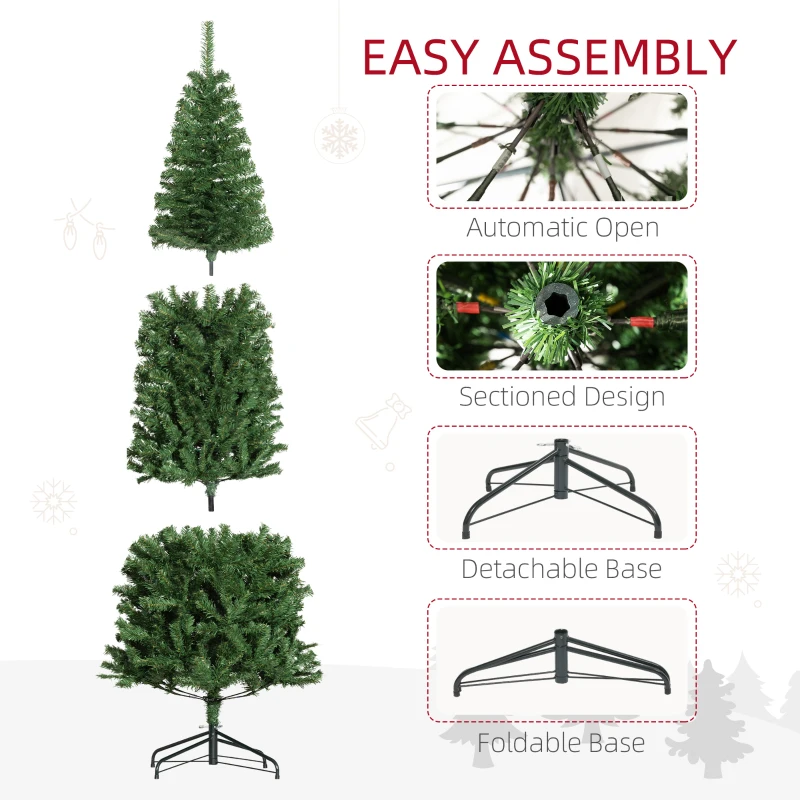 HOMCOM 7FT Pencil Christmas Tree, Artificial Christmas Tree with Automatic Open for Home Party, Green