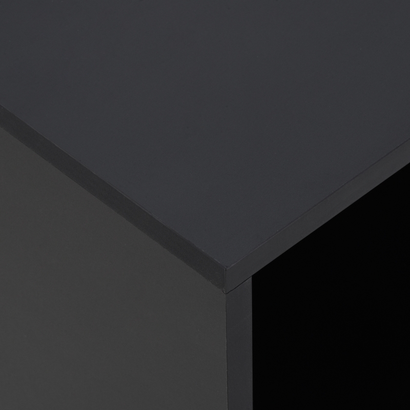 HOMCOM C-Shape Side Table End Table with Storage Open Shelf, Coffee Table on Wheels for Home Office Studio Black