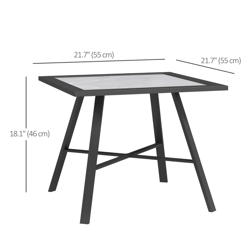 Outsunny Small Outdoor Side Table, Patio Side Table with SPC Tabletop for Garden, Patio, Lawn, Grey
