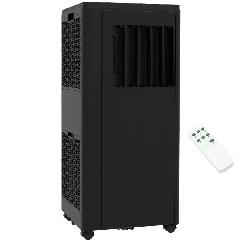 HOMCOM 8000 BTU Smart WiFi Enabled Portable Air Conditioner for Rooms Up to 215 Sq. Ft., 3-in-1 Moible AC Unit with Dehumidifier, Fan, Sleep, App & Remote, 24H Timer, Window Installation Kit, Black