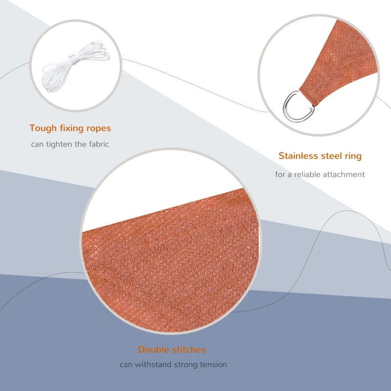 Outsunny 16' x 20' Sun Shade Sail Canopy Outdoor Shade Sail Cloth for Patio Deck Yard with D-Rings and Rope Included, Brick Red