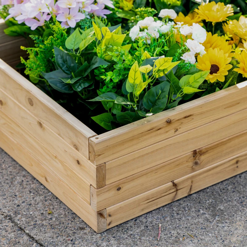 Outsunny 47" x 24" x 9" Raised Garden Bed, Outdoor Wooden Planter Box for Growing Vegetables, Flowers, Fruits, Herbs, and Succulents, Easy Assembly