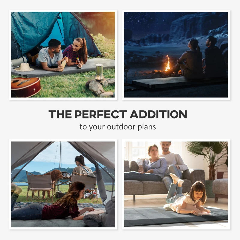 Outsunny Sleeping Mat, Memory Foam Camping Mattress Pad, Roll-Up Design with Bag, Waterproof Portable Camping Sleeping Gear for Travel Car, 74.75", Gray