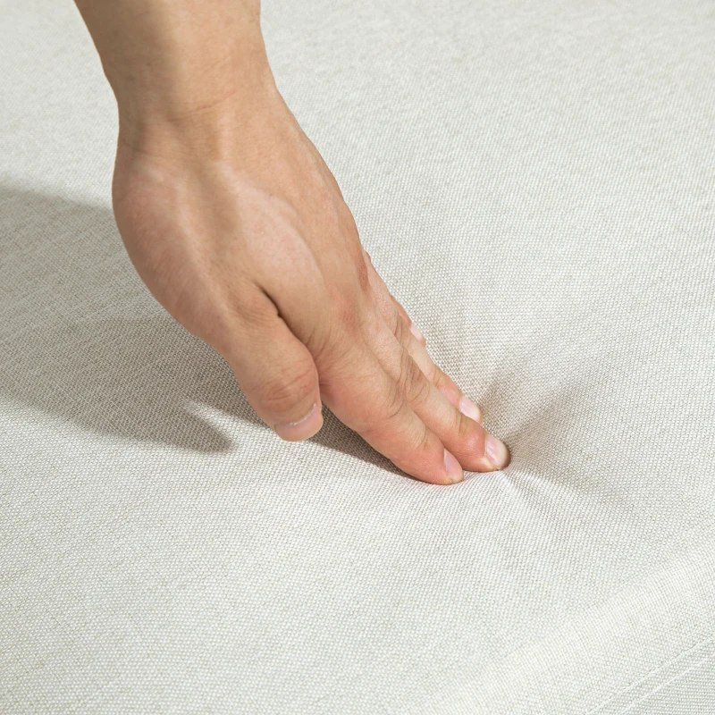 HOMCOM Linen Upholstery Armchair, Mid-Century Modern Accent Chair with Wood Frame and Thick Padding, Cream White