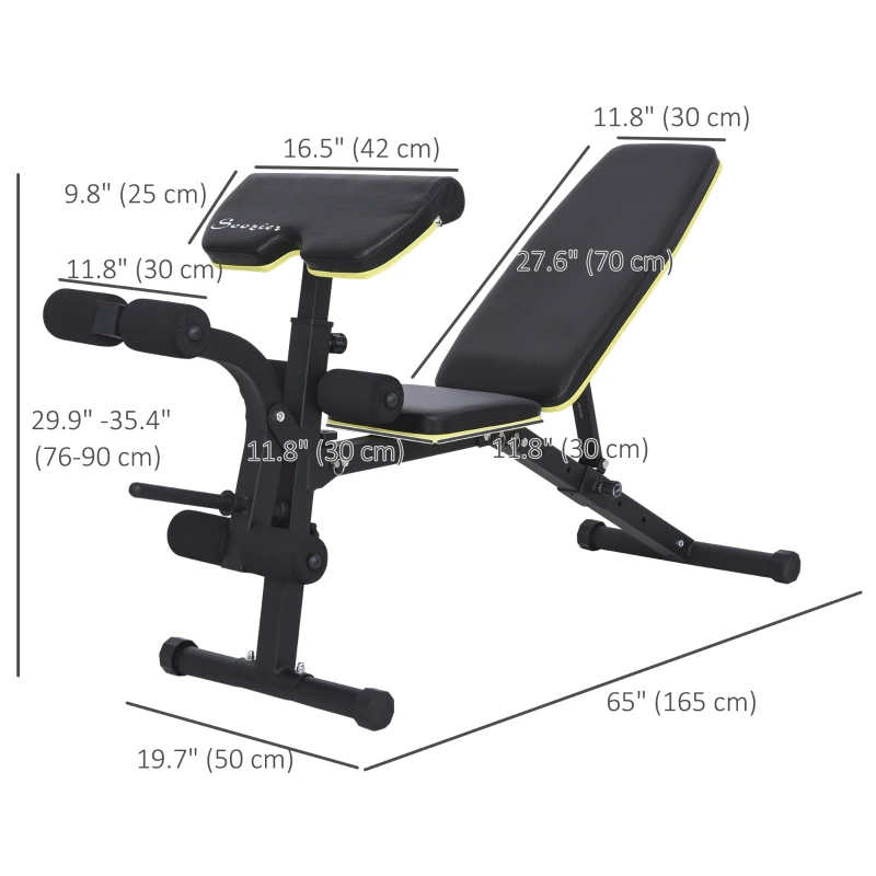 Soozier Adjustable Weight Bench, Sit Up Dumbbell Bench, Multi-Functional Purpose Hyper Extension Workout Bench with Adjustable Seat and Back Angle
