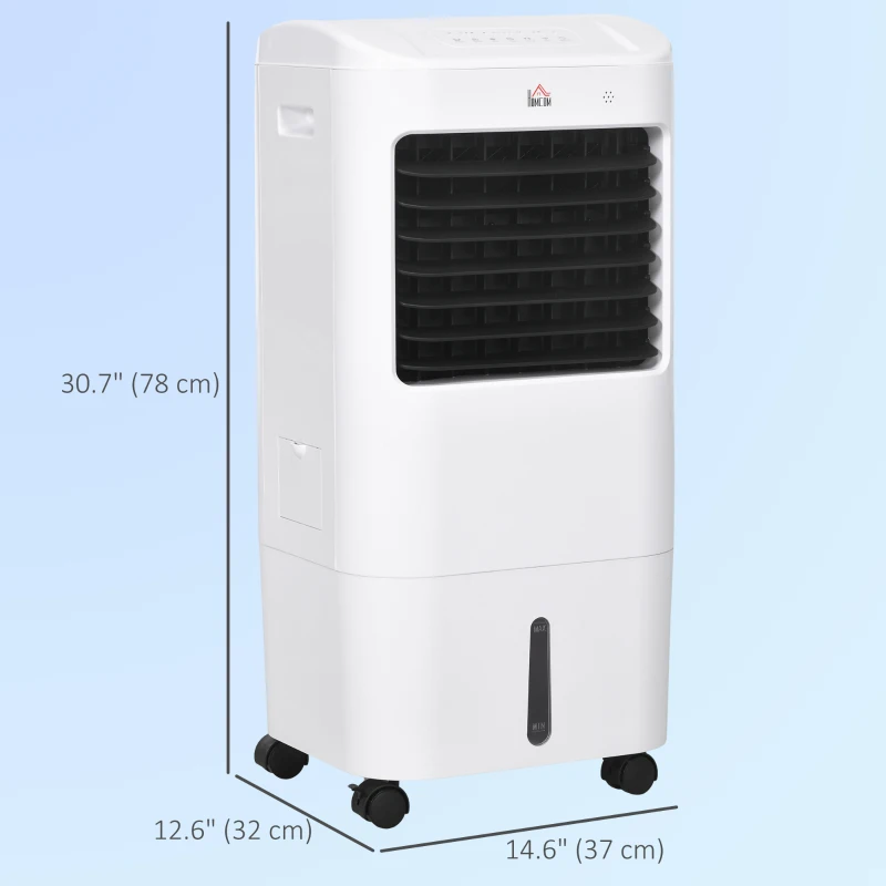 HOMCOM Cooling Fan for Bedroom with Ice Pack, Tower Fan with Remote Control, 3 Modes, 3 Speeds, 7.5H Timer, White