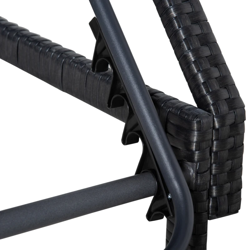 Outsunny Wicker Chaise Lounger PE Rattan Outdoor Lounge Chair Garden Chair Recliner with 5-Level Adjustable Backrest and 2 Wheels, Dark Blue