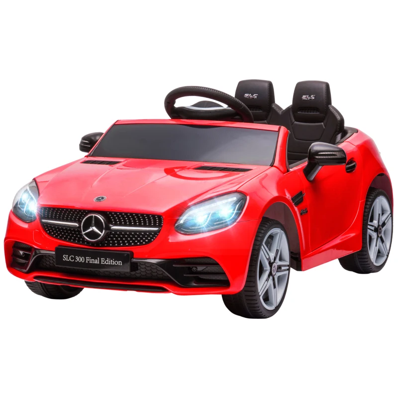 Aosom Mercedes SLC 300 Licensed Kids Electric Car with Remote Control, 12V Battery Powered Kids Ride on Car with Music, Lights, Suspension for 3-6 Years Old, Red