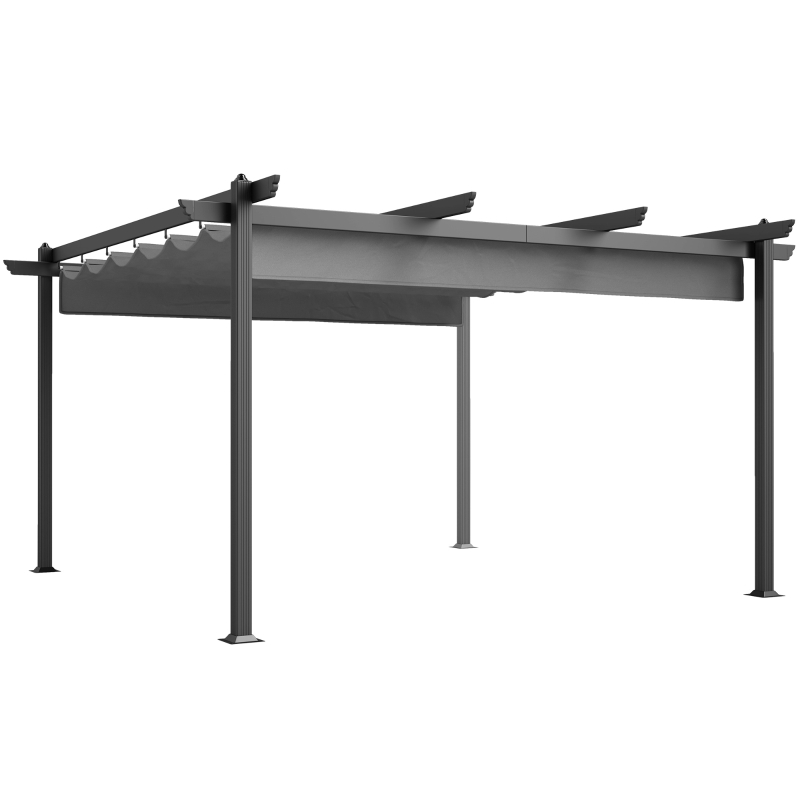 Outsunny 13' x 13' Aluminum Retractable Pergola Canopy, Outdoor Pergola for Garden, Patio, Backyard, Deck, Gray