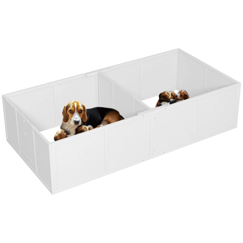 PawHut Whelping Box for Dogs w/ Adjustable, Removable Door, for Small Medium Dogs, 77" x 38", White