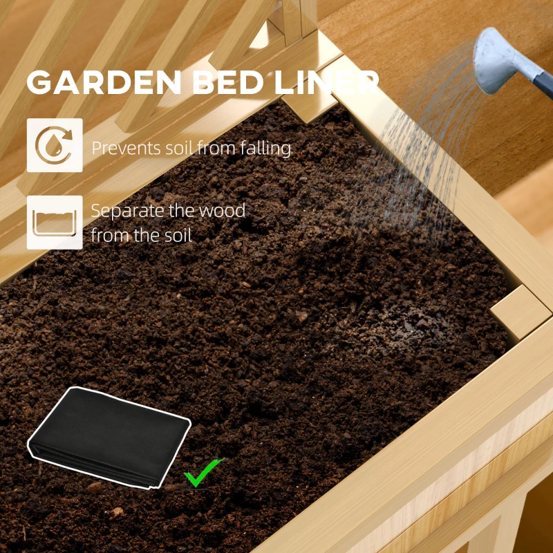 Outsunny Elevated Wood Planter with Trellis for Climbing Plants, Raised Garden Bed with Legs and Drainage Holes, Natural Wood