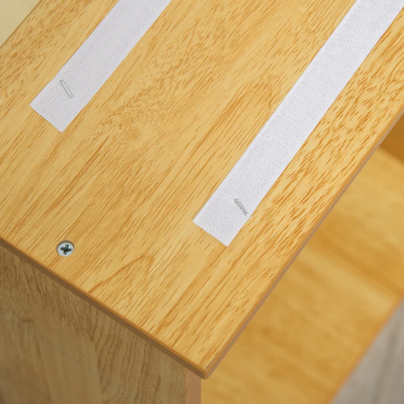 PawHut Dog Steps Pet Stairs for Bed Cat Ladder for Couch with Non-Slip Carpet, 15.7" x 23.2" x 21.3", Natural Wood