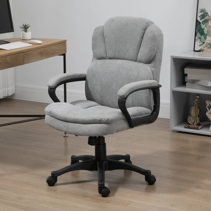 Vinsetto Massage Office Chair with 2 Vibration Motor Points, USB Power, Height Adjustable Executive Computer Chair, Comfy Desk Chair, Gray