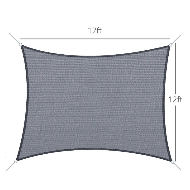 Outsunny Square 12’ Canopy Sun Sail Shade Garden Cover UV Protector Outdoor Patio Lawn Shelter with Carrying Bag Grey