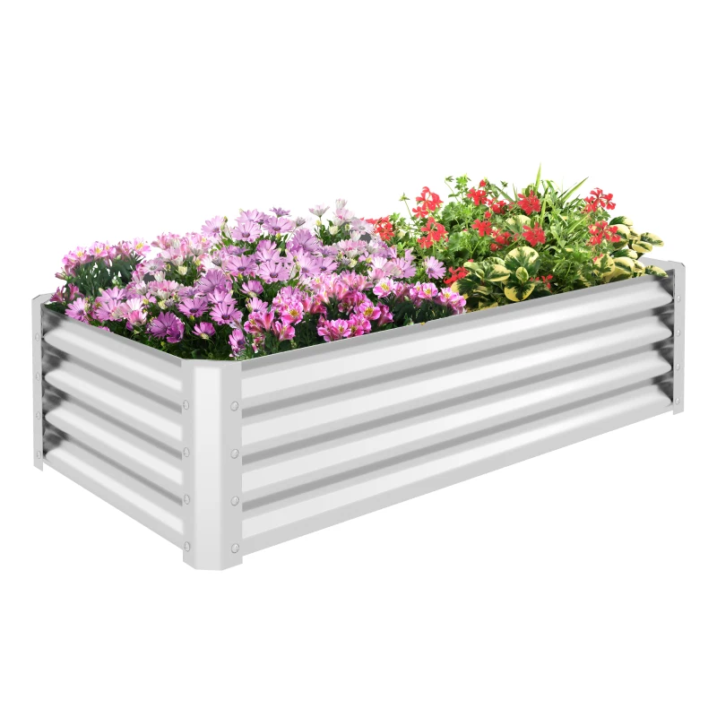Outsunny 4'x2'x1' Galvanized Raised Bed, Bottomless Elevated Planter Box for Growing Flowers, Herbs and Vegetables, Silver