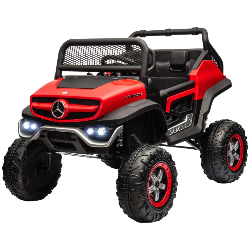 Aosom Licensed Mercedes-Benz Unimog 12V Kids Ride on Truck with Remote Control, Battery Powered Electric Car with Spring Suspension, LED Light, Horn, Music, Red
