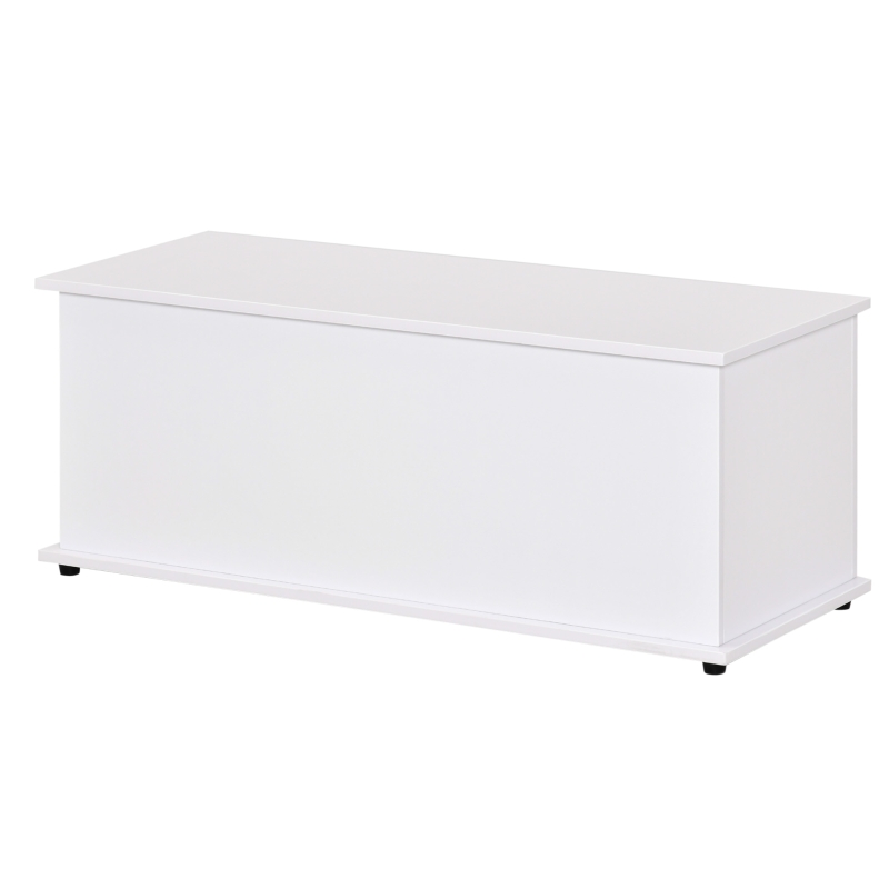 HOMCOM 39.5" Storage Chest with 2 Safety Hinges, Storage Box Organizer with Flip-Top Lid, Entryway Storage Bench, White